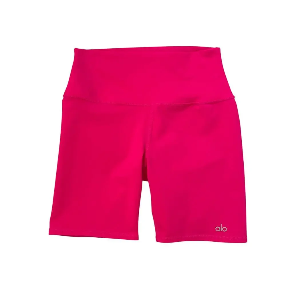 ALO Yoga Bright Pink High-Waist Biker Shorts - Size S